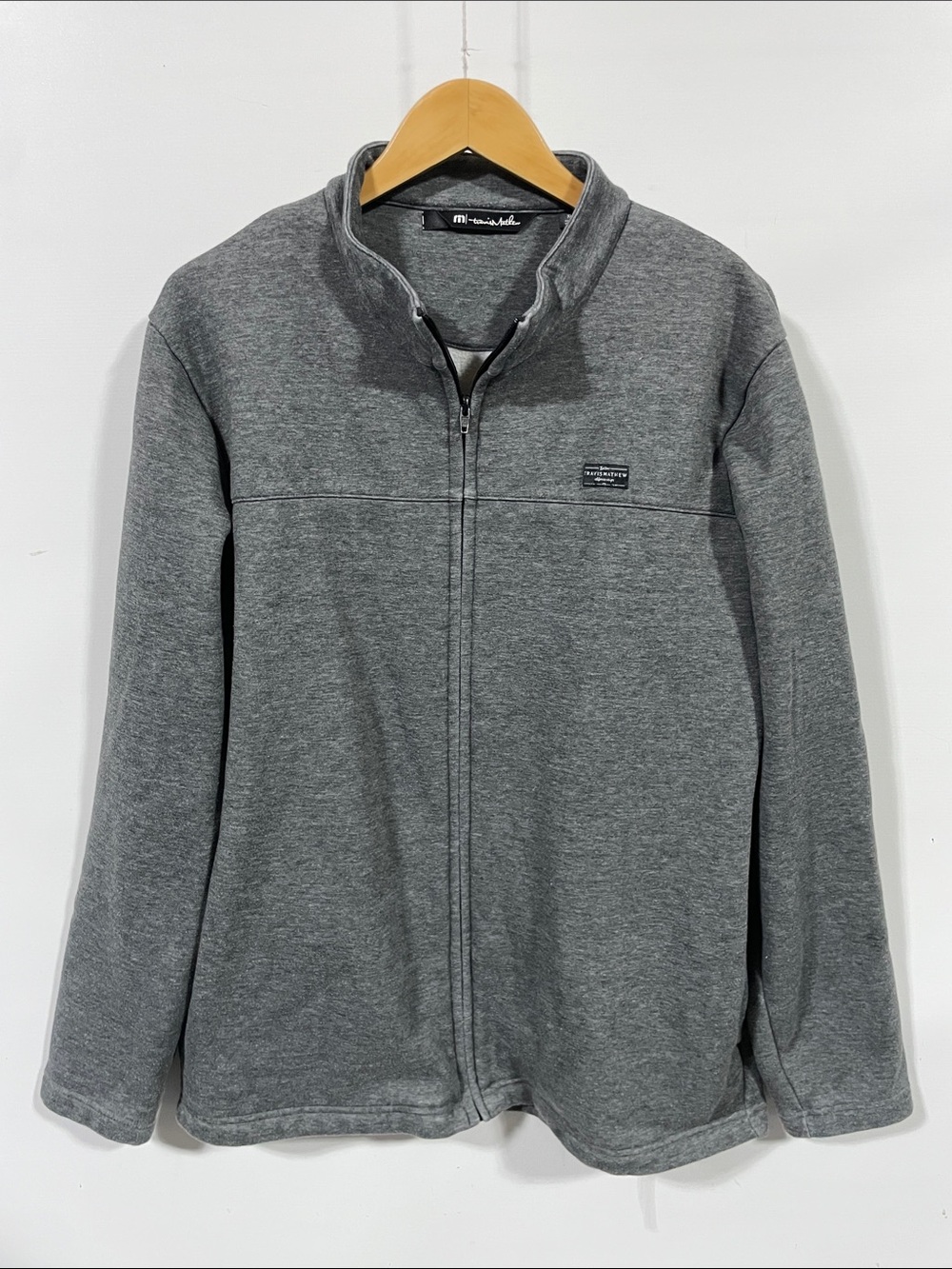 Travis Mathew Men's Full-Zip Sweater Jacket in Charcoal Gray